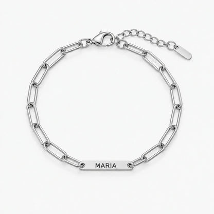 Pulsera de Eslabones plateada personalizada con dos nombres