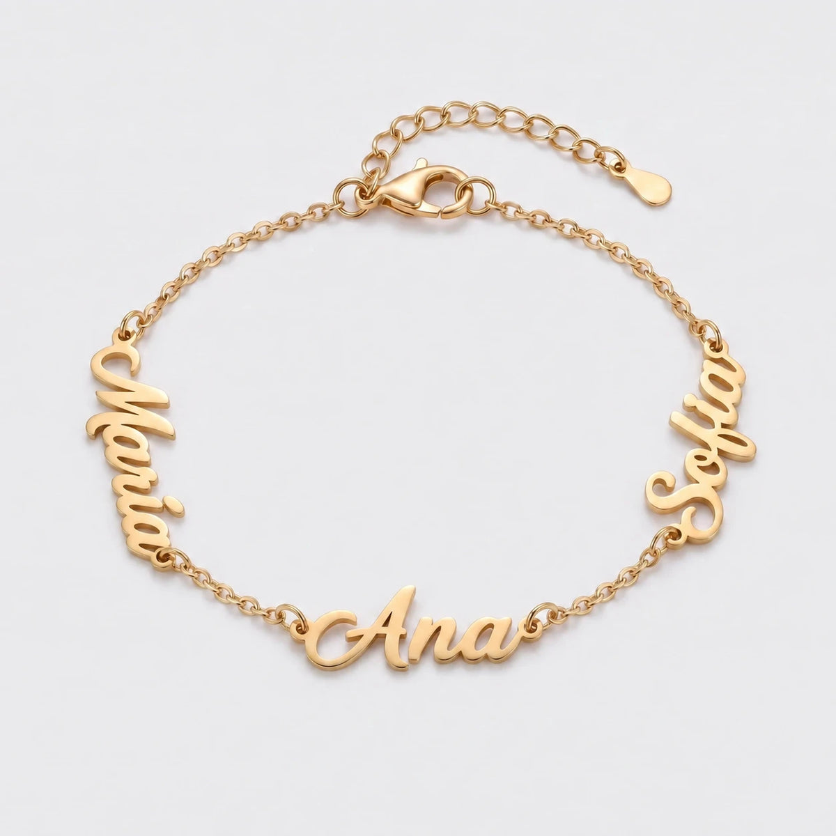Pulsera con Nombres Personalizados dorada — María, Ana y Sofia