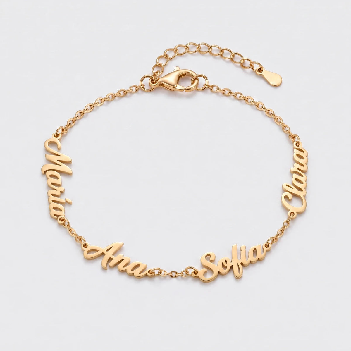 Pulsera con Nombres Personalizados dorada — María, Ana, Sofia y Clara