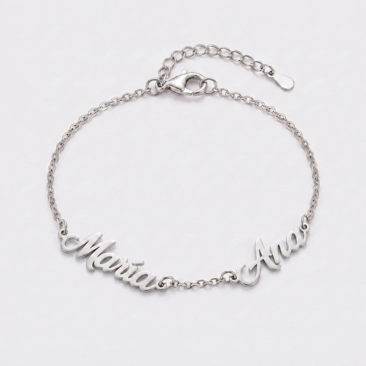 Pulsera con Nombres Personalizados plateada — María y Ana