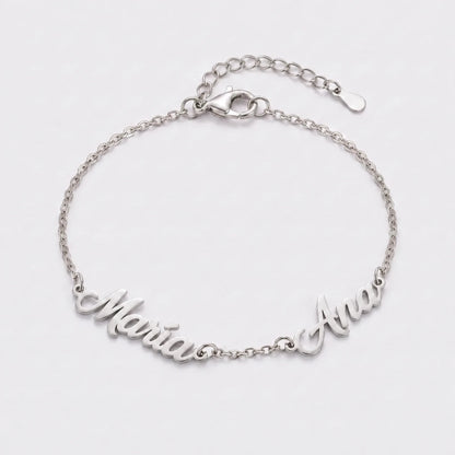Pulsera con Nombres Personalizados plateada — María y Ana