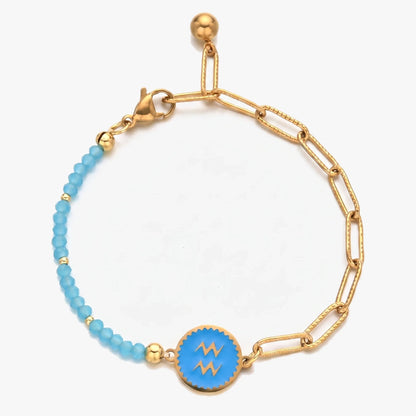 Pulsera del signo Acuario con piedras naturales de Ónix