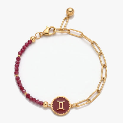 Pulsera del signo Géminis con piedras naturales de Peridoto