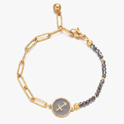 Pulsera del signo Sagitario con piedras naturales de Cuarzo rosa
