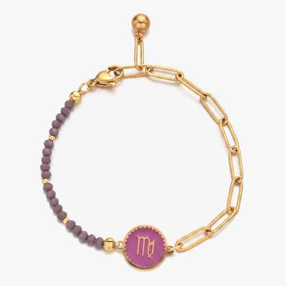 Pulsera del signo Virgo con piedras naturales de Cuarzo ahumado