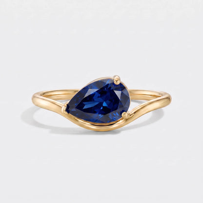 Anillo piedra de nacimiento corte pera Septiembre — Zafiro